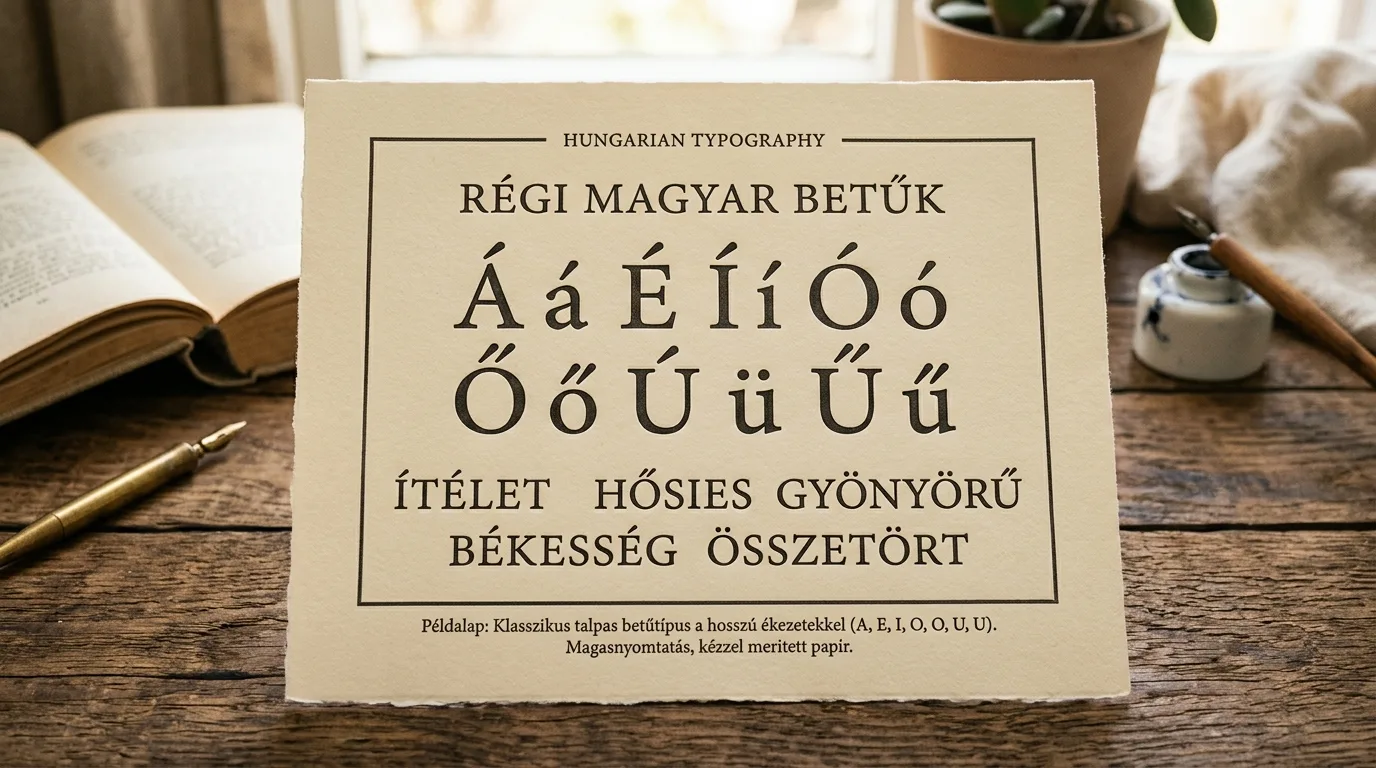 Klasszikus tipográfia magyar hosszú ékezetekkel prémium papíron