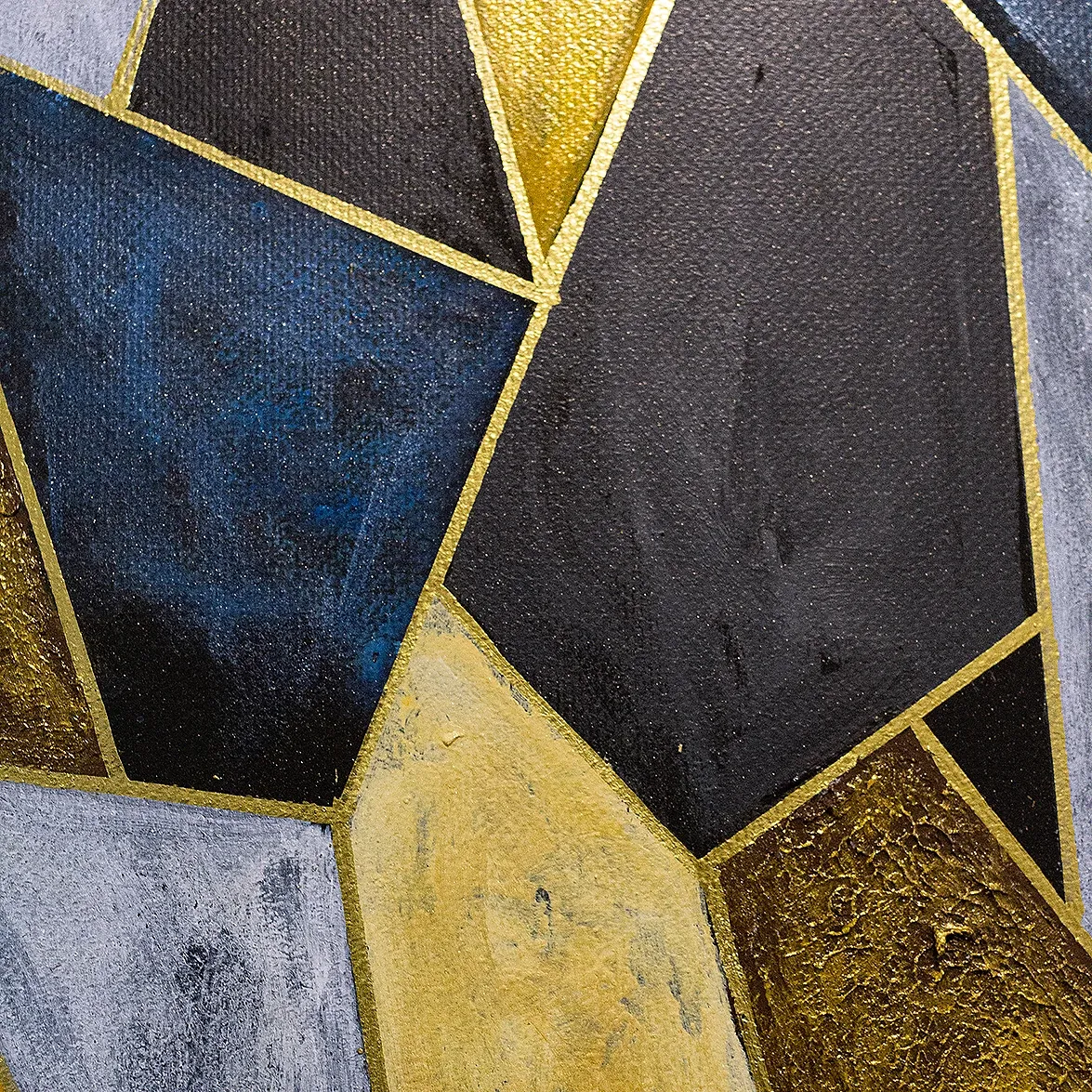 Geometrikus tenger (triptichon) – ecsetvonás-közeli, kézi festés részlet